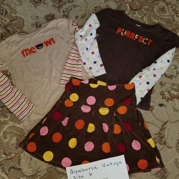3 piece vintage Gymboree set Kitty 6 7 skirt tops - Picture 1 of 1